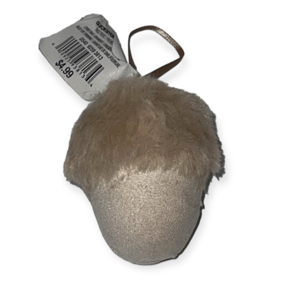 Beige and fluffy acorn Christmas tree ornament set of 4